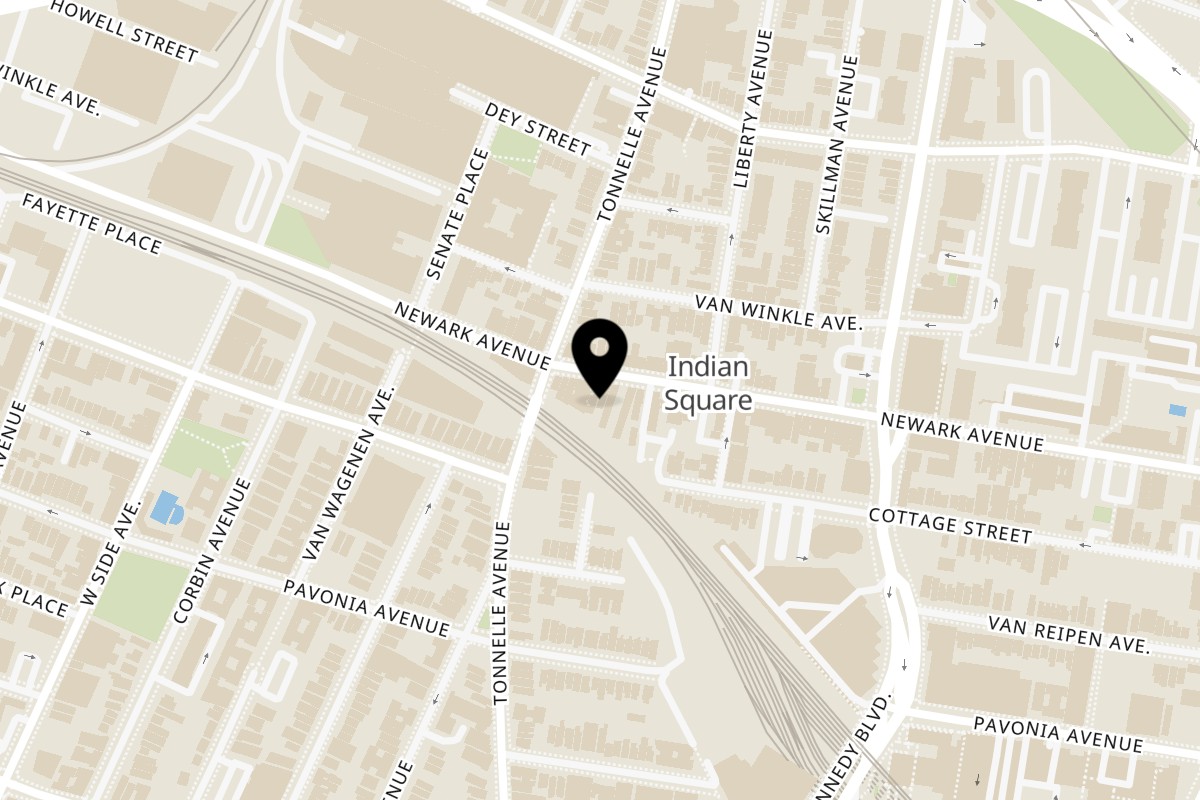 Map showing the location of Pariwaar Delights - The King of Biryani's Jersey City on 827 Newark Ave in Jersey City